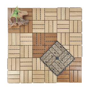 Plantex Ash Wood Interlocking Deck Tiles for Garden/Terrace/Patio/Outdoor and Indoor Flooring - Waterproof Flooring Tiles - Pack of 1 (Wood - 12x12 Inch)
