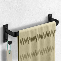 Plantex Single Towel Rod for Bathroom/Cloth Hanger for Wall/Towel Holder/9 Inch Towel Bar/Bathroom Accessories (1511, Black)