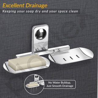 Plantex Double Soap Dish/Stainless Steel Soap Holder/Stand/Case/Soap Storage for Bathroom/Bathroom Accessories - Pack of 1 (Chrome)