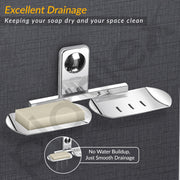 Plantex Double Soap Dish/Stainless Steel Soap Holder/Stand/Case/Soap Storage for Bathroom/Bathroom Accessories - Pack of 1 (Chrome)