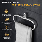 Plantex Towel Ring for Bathroom/Pure Brass Towel Holder/Towel Stand/Hanger/Bathroom Accessories - Pack of 1 (APS-GIA-05, Chrome)