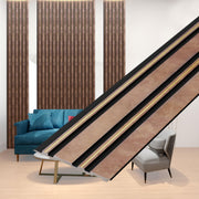 Plantex Wall Panels/Louvers Panel for Wall 8 Feet/Charcoal Panel for Interior Wall Décor/3D Wall Panel - Pack of 5 Covers - 17 Sq. Ft, Size-5 Inch x 8 Feet (Brown Gold Elegance)