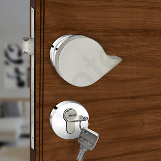 Plantex Heavy Duty Door Lock/Main Door Mortise Lock Handle/Handle Set for Home/Office/Door Accessories (Satin White, Chrome)