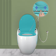 Plantex Imported Platinum Ceramic Western Toilet With Siphonic Vacuum Jet Flush/Water Closet/One Piece Commode With Soft Close Toilet Seat - S Trap Outlet (White and Blue)