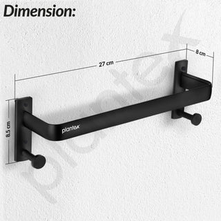 Plantex Single Towel Rod for Bathroom/Cloth Hanger for Wall/Towel Holder/9 Inch Towel Bar/Bathroom Accessories (1511, Black)