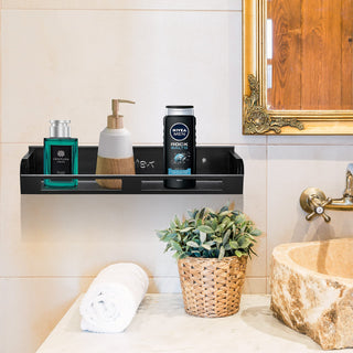Plantex GI Metal Bathroom/Kitchen Shelf/Rack/Bathroom Accessories (14 X 5 Inches) - Black