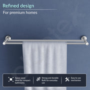 Plantex Stainless Steel Heavy and Sturdy Dual Towel Rod for Bathroom/Towel Hanger/Towel Holder/Bathroom Accessories (24-inch) Chrome Finish