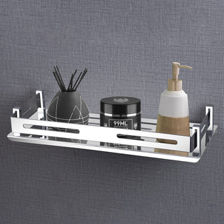 Plantex Wall Mounted Shelf for Bathroom/Stainless Steel Bathroom Shelf for Wall/Kitchen/Living Room with Railings/Bathroom Accessories Holder (12x5 inches, Chrome)