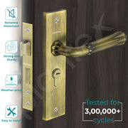 Plantex Heavy-Duty Door Lock Set - Main Door Lock Handle Set/ 6-Lever Lock Mechanism with 3 Years of Warranty/Mortise Lock with 3 Keys, Brass Lock Body & Cylinder(8117 - Brass Antique)