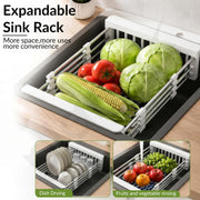 Plantex Sink Strainer Basket/Stainless Steel & ABS Plastic Vegetable Washing Sink Strainer/Kitchen Storage Rack Stand- Pack of 1 (White)