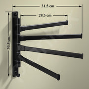 Plantex Aluminum 4-Arm Bathroom Swing Towel Hanger/Towel Holder/Towel Stand for Bathroom/Bathroom Accessories (Premium-Black)