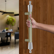 Plantex Heavy Duty Main Door Handle/14 inches Door Handles for Main Door/Pull Push Handle for Wooden & Glass Door Handle - Pack of 1 (Satin White & Chrome) - 3 Years Warranty