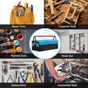 Plantex 18 Inch Metal Tool Box/Empty Tool Kit Box With Large Capacity & Strong Handle/3 Cabinet Tools Box for Home Use/Tool Organizer for Essential Tools - (Blue & Black)