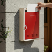 Plantex GI Steel Letter Box for Home/Suggestion Box for Office/Complaint Box/Mail Box/Post Box for Home Gate & with Secure Lock - (Red & Ivory) - Big Size Wall Mounted
