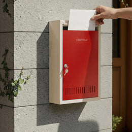 Plantex GI Steel Letter Box for Home/Suggestion Box for Office/Complaint Box/Mail Box/Post Box for Home Gate & with Secure Lock - (Red & Ivory) - Big Size Wall Mounted