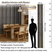 Plantex Louvers Panel for Wall/8 Feet Wall Panels/3D Charcoal Panel for Interior Walls Décor - Pack of 10 Covers - 80 Sq. Ft, Size-1 Feet x 8 Feet (YD-1207)