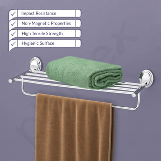 Plantex 304 Grade Stainless Steel Towel Rack for Bathroom/Towel Stand/Hanger/Bathroom Accessories - Cubic (18 inch-Chrome)