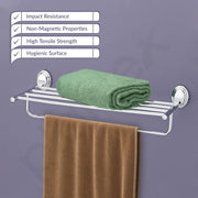 Plantex 304 Grade Stainless Steel Towel Rack for Bathroom/Towel Stand/Hanger/Bathroom Accessories - Cubic (18 inch-Chrome)