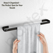 Plantex Aluminium Towel Holder for Bathroom/24 inch Single Towel Rod/Towel Bar/Towel Hanger/Bathroom Accessories -Pack of 1 (1512, Black)