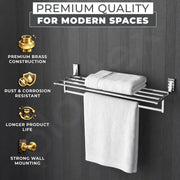 Plantex Towel Rack for Bathroom/Pure Brass Towel Holder/24 Inch Towel Stand/Towel Bar/Bathroom Accessories - Pack of 1 (APS-RTO-13, Chrome)