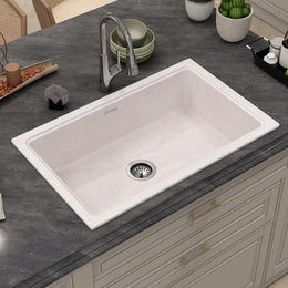 Plantex Undermount Sink for Kitchen/Quartz Acrylic Kitchen Sink with 10 Years Warranty by Plantex/Granite Single Bowl Sinks with Coupling (Rayon 32x20 Inches)