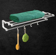 Plantex Stainless Steel Towel Rack for Bathroom/Towel Stand/Cloth Hanger for Bathroom/Towel Stand with Hooks/Bathroom Accessories (24-inch) Chrome