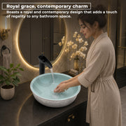 Plantex Ceramic Round Basin for Bathroom/ Table Top Basin/ Washbasin for Bathroom/ Restaurant/Hotel (16.5 x 16.5 x 6 Inch)