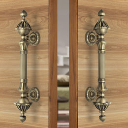 Plantex 13 Inch Main Door Handle/Antique Pull-Push Handle for Main Door/3 Years Warranty Pack of 2 (S-136-Brass)