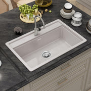 Plantex Matt Quartz Kitchen Sink/UV Protected Kitchen Sink/Undermount Sink For Kitchen/Granite Single Bowl Sink With Coupling (Mosaic Grey, 20X30 Inches)