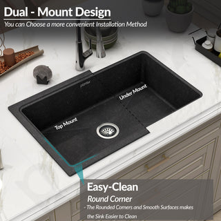 Plantex Quartz Acrylic Kitchen Sink/Undermount Sink for Kitchen with 10 Years Warranty by Plantex/Metalic Single Bowl Kitchen Sinks with Coupling (Siapan 32x20 Inches)