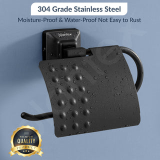 Plantex 304 Grade Stainless Steel Toilet Paper Holder for Bathroom/Toilet Roll Holder/Toilet Tissue Paper Roll Holder/Bathroom Accessories - Squaro (Black)