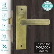 Plantex Heavy Duty Door Lock ÃƒÂ¢Ã¢â€šÂ¬Ã¢â‚¬Å“ Bathroom Door Lock/Mortise 8inch Keyless Plate Handle Set for Home/Bathroom/Store Room/Balcony/Office with Baby Latch (8125, Brass Antique & PVD Gold)