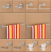 Plantex Stainless Steel 304 Grade Bathroom Accessories Set / Bathroom Hanger for Towel / Towel Bar / Napkin Ring / Tumbler Holder / Soap Dish / Robe Hook (Skyllo - Pack of 10)