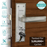 Plantex Heavy-Duty Door Lock Set - Main Door Lock Handle Set/6-Lever Lock Mechanism Mortise Lock with 3 Keys, Brass Lock Body & Cylinder (PTP-08, Satin)