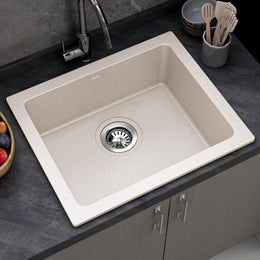 Plantex Quartz Acrylic Single Bowl Kitchen Sink/Undermount Sink for Kitchen with 10 Years Warranty by Plantex/Granite Single Bowl Kitchen Sinks with Coupling (Ultra Brun 16x18 Inches)