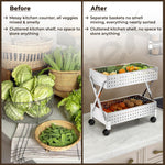 Plantex 2-Tier Multipurpose Storage Trolley with Wheels/Rotating Kitchen Vegetable Rack/Stainless Steel Space Saving Organizer Basket Stand/Heavy Duty Rolling Utility Cart–(Chrome)