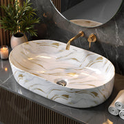 Plantex Tabletop Wash Basin for Bathroom/Designer Ceramic Basin/Oval Countertop Wash Basin/Home/Office (22 x 14 x 10 Inch)