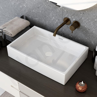 Plantex Platinum Ceramic WashBasin/Tabletop Wash Basin/Basin for Bathroom/Bathroom Wash Basin with 10 Years Glaze Warranty by Plantex/ (White, Rectangle, 24.5 x 16.5 x 5 Inch)