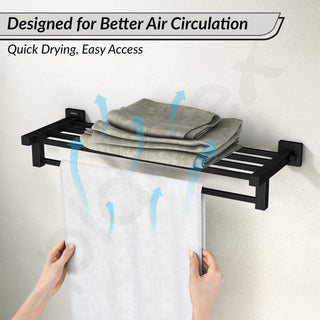 Plantex Stainless Steel 24 Inch Towel Rack for Bathroom/Towel Stand/Towel Holder/Towel Bar/Bathroom Accessories - Pack of 1, Aqua (Black)