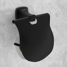 Plantex Paper Holder for Bathroom/Space Aluminium Toilet Paper Holder/Tissue Paper Roll Holder/Bathroom Accessories - Pack of 1 (Black)