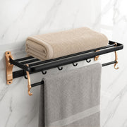 Plantex Aluminium Towel Rack for Bathroom/Towel Holder/24inch Towel Hanger/Bathroom Accessories - Pack of 1 (Black & Gold)