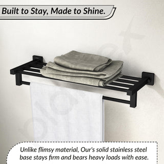 Plantex Stainless Steel 24 Inch Towel Rack for Bathroom/Towel Stand/Towel Holder/Towel Bar/Bathroom Accessories - Pack of 1, Aqua (Black)