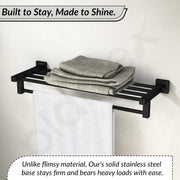 Plantex Stainless Steel 24 Inch Towel Rack for Bathroom/Towel Stand/Towel Holder/Towel Bar/Bathroom Accessories - Pack of 1, Aqua (Black)