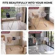 Plantex Cloth Stand for Home/Stainless Steel Foldable Colth Stand/Single Layer Cloth Drying Rack for Balcony - Pack of 1 (Bloom, Chrome)