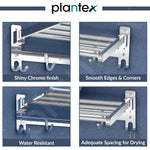 Plantex Folding Towel Rack/Stainless Steel Towel Holder/24 Inch Towel Hanger for Bathroom/Towel Stand with Fix Hook/Bathroom Accessories - Pack of 1 (Chrome)