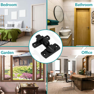 Plantex Door Latch Lock for Main Door/Bathroom/Balcony/Wardrobe/Bedroom – Flip Latch Stopper for Home, Door Chitkani/Baby Safety Lock – Pack of 4 (Black)