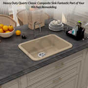 Plantex Matt German Engineered Technology Quartz Sink For Kitchen/UV Protected Kitchen Sink/Single Bowle Sink For Home (Sand Choco-18X24 Inch)