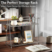 Plantex Heavy Duty Stainless Steel 2-Tier Countertop/Tabletop Kitchen Rack/Storage Shelf/Spice Jar Rack/Multipurpose Storage Rack For Kitchen (Chrome-Tiered Shelf)