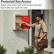 Plantex GI Steel Letter Box for Home/Suggestion Box for Office/Complaint Box/Mail Box/Post Box for Home Gate & with Secure Lock - (Red & Ivory) - Big Size Wall Mounted