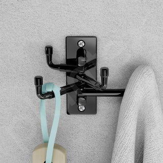 Plantex Flexible 4 pin Wall Hooks/Modern Wall Hanger/Hooks for Wall Heavy Items/Cloth Hanger/Towel Hanger for Wall (Black) Pack of 2